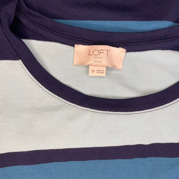 Loft Blue Striped Rayon Sleeveless Casual Dress Size SP - Picture 4 of 7